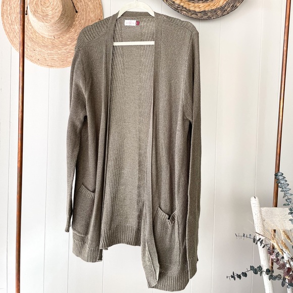 SO Sweaters - SOLD!Olive Open Stitch Knit Cardigan
